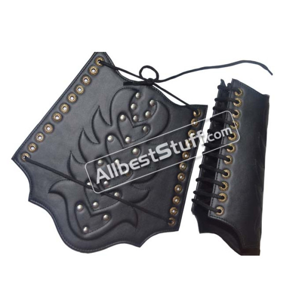 Arm Guard Leather With Metal Accents Leather Arm Bracers
