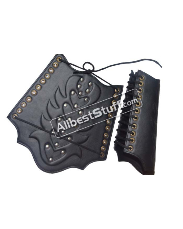 Arm Guard Leather With Metal Accents Leather Arm Bracers