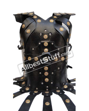 Black Leather Breastplate Armour with Belt Warrior style