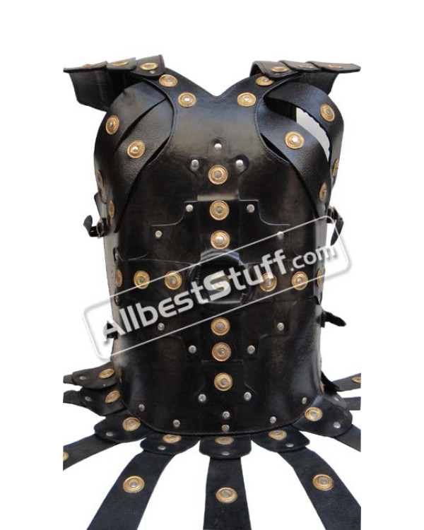 Black Leather Breastplate Armour with Belt Warrior style