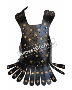 Medieval Greek Roman Leather Muscle Body Armor Suit with Torjan Belt Breastplate