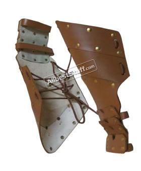 Medieval Leather Gothic Gauntlets Hand Protection Light Brown