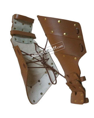 Medieval Leather Gothic Gauntlets Hand Protection Light Brown