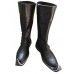 Medieval Leather Boots Long 5 Buckle Black