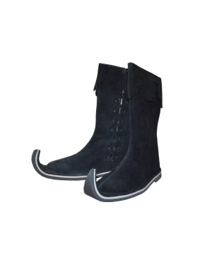 Medieval Leather Pirate Long Boots Black