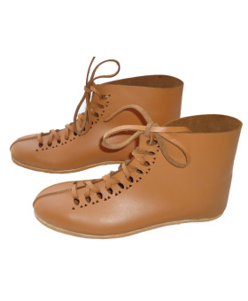 Medieval Leather Shoe Front Punched Tan Color