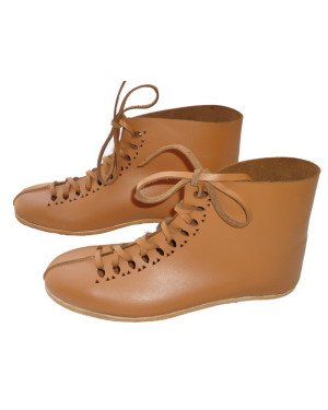 Medieval Leather Shoe Front Punched Tan Color