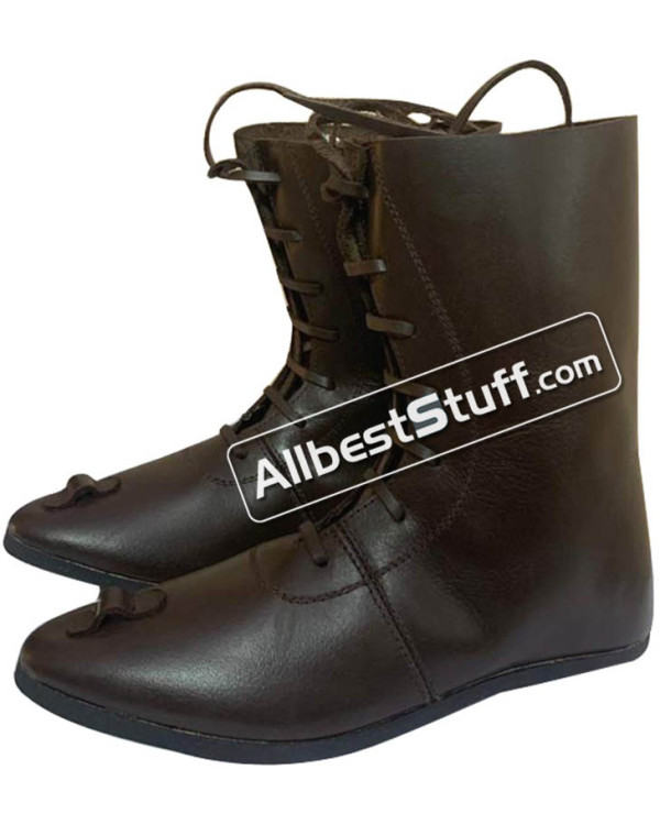 SALE! Medieval Ankle Leather Sole Shoes Hand Made Long Boots