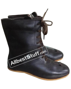 Medieval Rubber Sole Leather Boots Long Shoe
