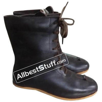 Medieval Rubber Sole Leather Boots Long Shoe