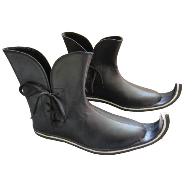 Medieval Leather Pirate Shoes Black