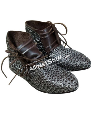 Leather Shoes with Stainless Steel Chain Mail