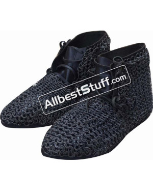 Medieval Ankle Rubber Sole Shoes with Aluminum Maille