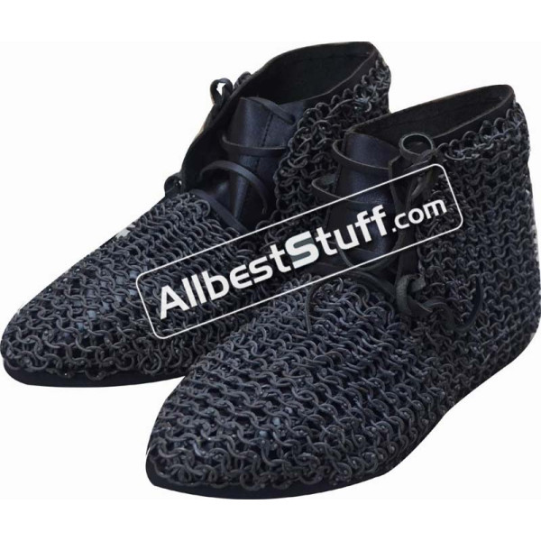 Medieval Ankle Rubber Sole Shoes with Aluminum Maille