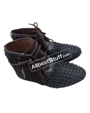 Medieval Ankle Rubber Sole Shoes with Chain mail