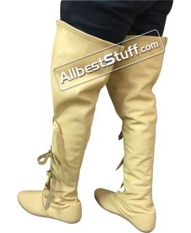 Medieval Thigh Length Boots Soft Leather Shoes SCA Renaissance