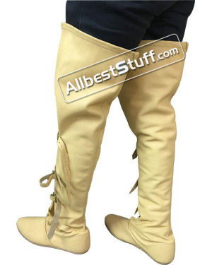 Medieval Thigh Length Boots Soft Leather Shoes SCA Renaissance