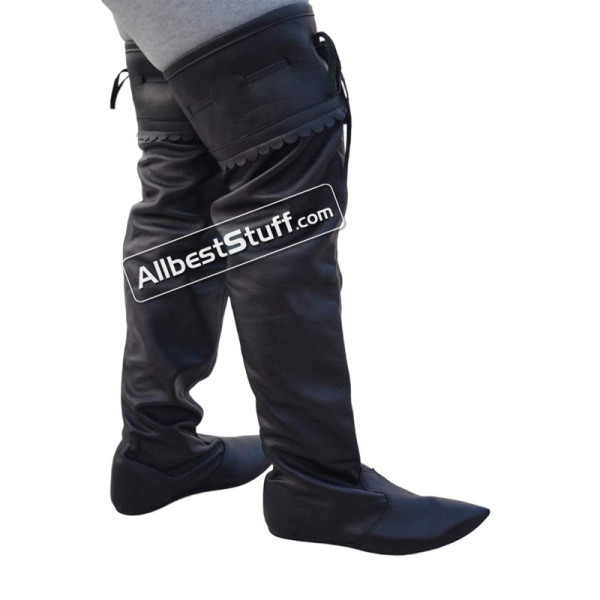 Medieval Leather Boot Female Long Thigh Length