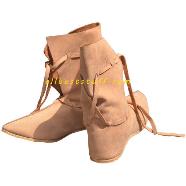Medieval Natural Leather Shoes 10 Inch