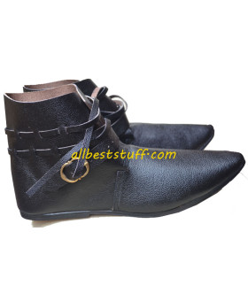 Medieval Leather Shoe Single Brass Buckle