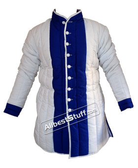 Thick Padded Gambeson White with Blue