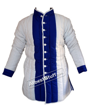 Thick Padded Gambeson White with Blue