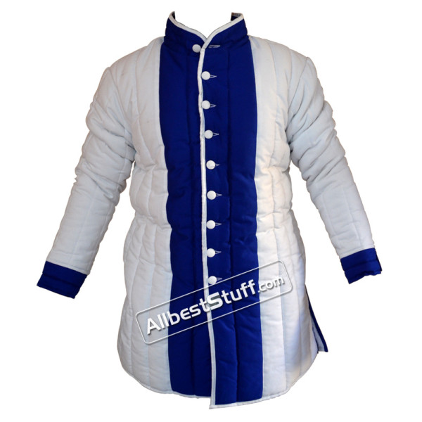 Thick Padded Gambeson White with Blue