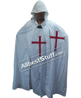 Medieval Crusader LARP Cosplay Costume Templar Knights Tunic CAPE Cross Cloak
