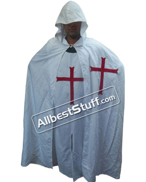Medieval Crusader LARP Cosplay Costume Templar Knights Tunic CAPE Cross Cloak