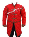 Medieval Leather Edging Arthur Full Sleeve Gambeson with Tasset image 3