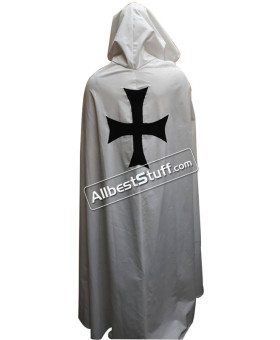 Medieval Warrior Larp Cosplay Costume Templar Knights Tunic Cape Cross Cloak