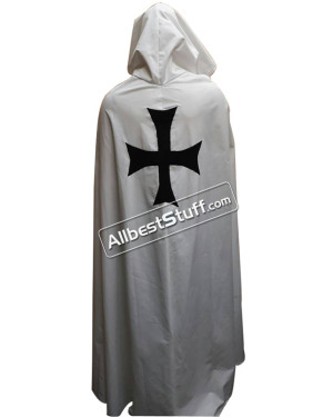 Medieval Warrior Larp Cosplay Costume Templar Knights Tunic Cape Cross Cloak