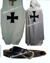 Medieval Warrior Larp Cosplay Costume Templar Knights Tunic Cape Cross Cloak image 1