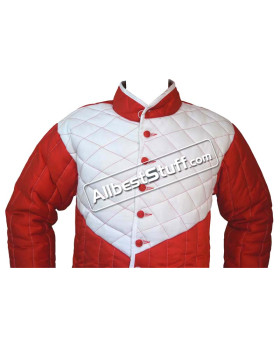 Thick Padded Gambeson Red with White