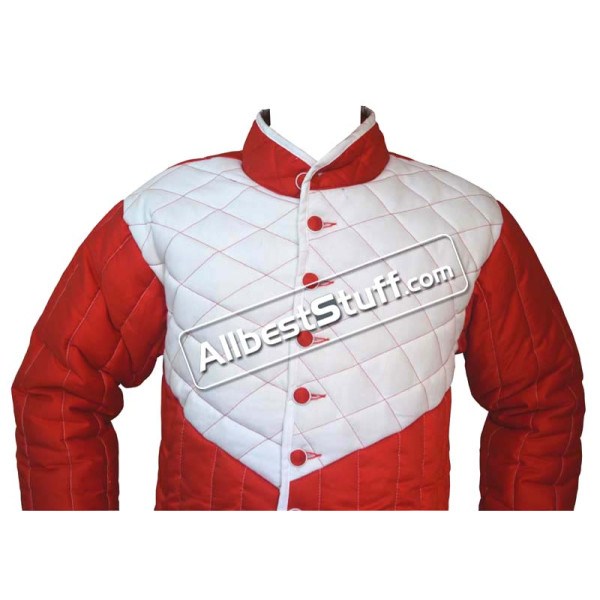 Thick Padded Gambeson Red with White