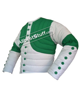 Thick Padded Design Gambeson White with Green