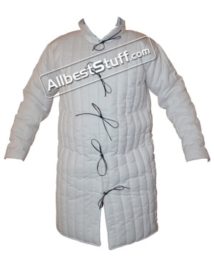 White Gambeson Padded Armour Aketon Medieval Coat Jacket