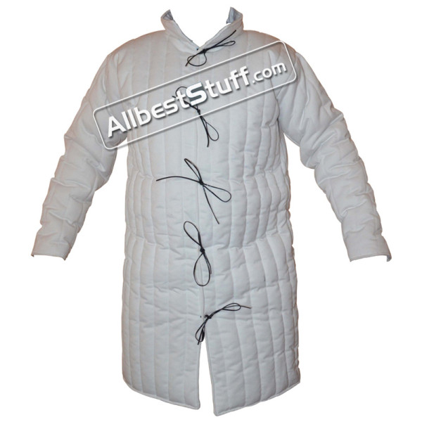 White Gambeson Padded Armour Aketon Medieval Coat Jacket