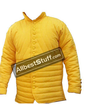 Medieval Slim Fitting Gambeson Thick Padded Collar Full Sleeves