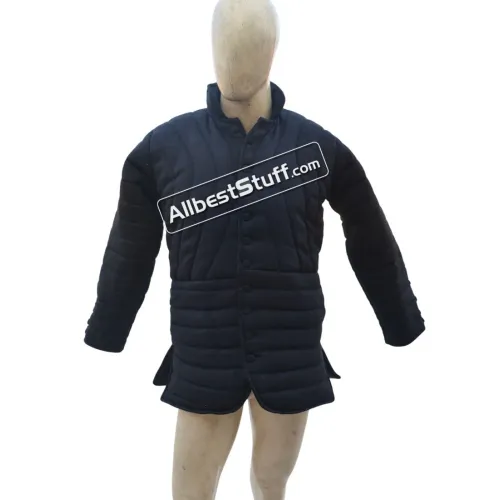 Medieval Slim Fitting Gambeson Thick Padded Collar Full Sleeves