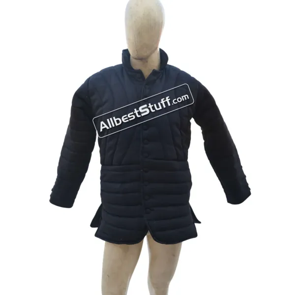 Medieval Slim Fitting Gambeson Thick Padded Collar Full Sleeves