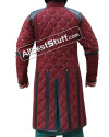 Medieval Viking Gambeson with Leather Trim Full Sleeve Cotton Gambeson image 7