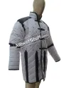 Medieval Viking Gambeson with Leather Trim Full Sleeve Cotton Gambeson image 1
