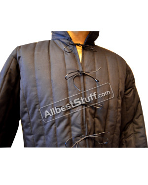 Black Gambeson padded armour medium Aketon Medieval Coat Jacket