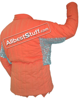 Cotton Gambeson Round Riveted Chain Mail Voider in Galvanized Finish
