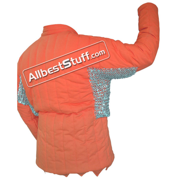 Cotton Gambeson Round Riveted Chain Mail Voider in Galvanized Finish