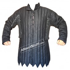 Black Cotton Gambeson with Flat Riveted Maille Voiders