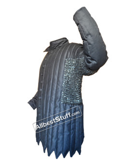 Cotton Gambeson Black with Stainless Steel Maille Voiders Rust Proof