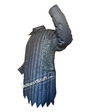 Cotton Gambeson Black with Stainless Steel Maille Voiders Rust Proof
