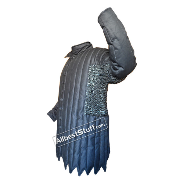 Cotton Gambeson Black with Stainless Steel Maille Voiders Rust Proof